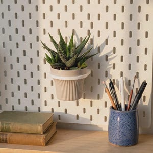 Macetero de pared SKADIS con maceta pequeña Tera, decoración de interior ecológica.