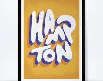 Hampton Virginia Art Print: Hampton University Colors, Typographic Wall Decor