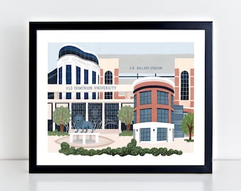 Université Old Dominion — Norfolk, Virginie — Impression artistique — Cadeau pour les diplômés — Décoration murale — Décoration d'intérieur