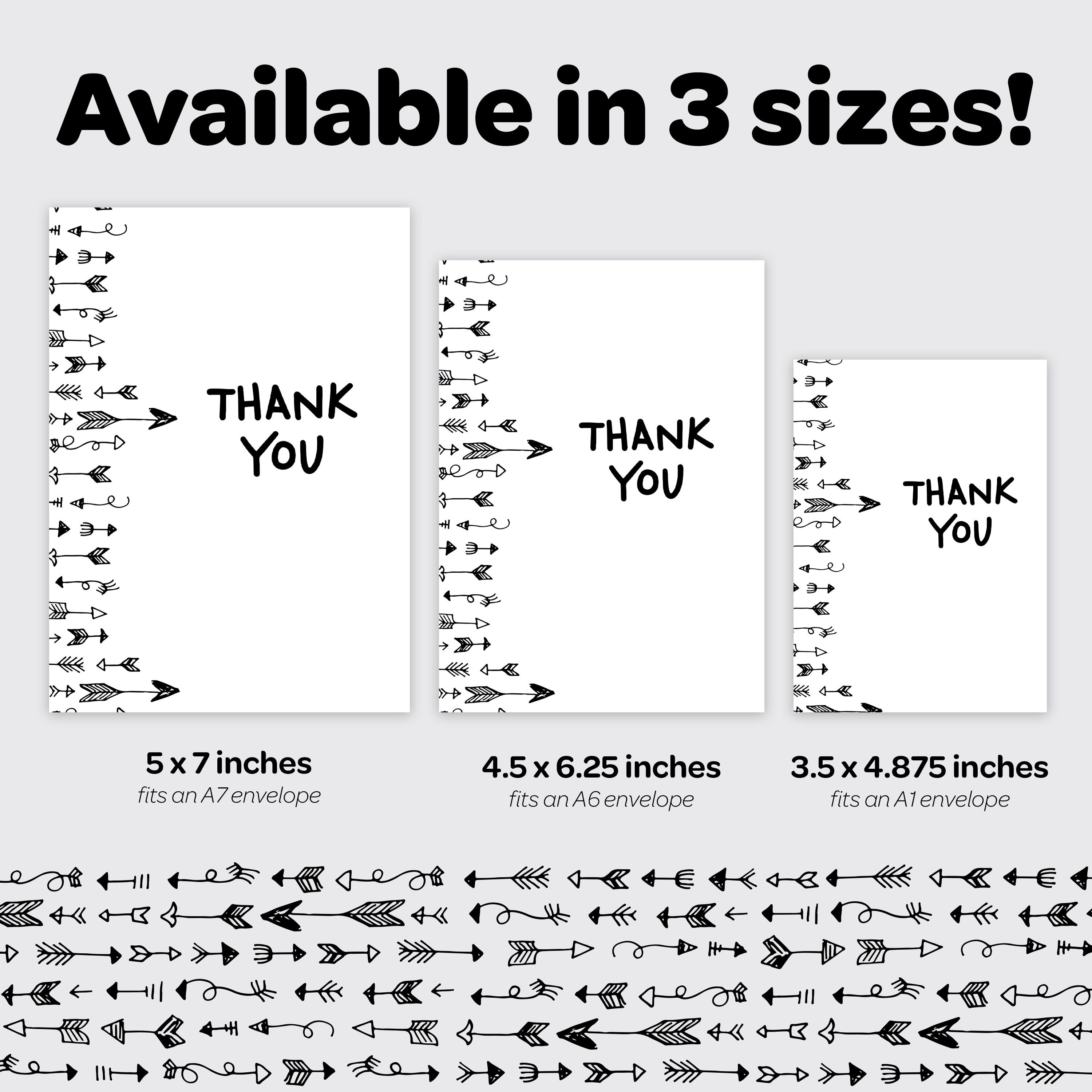 Thank You Printable Greeting Card Blank Inside Multiple Sizes A7, A6 ...