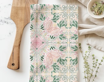 Floral Flour Sack Tea Towel: 100% Cotton Absorbent Kitchen Towel