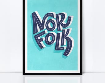 Norfolk Typographic Art Print — Wall Decor — Home Decor — Housewarming Gift