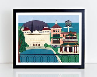 Norfolk Virginia Art Print, Chrysler Museum, Pagoda Illustration