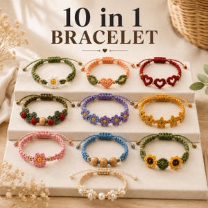 10-in-1 Crochet Bracelet Pattern PDF Bundle | Beginner Jewelry Tutorial | Handmade Wrist Accessories Digital Download