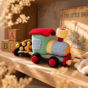Crochet Toy Train Pattern, Amigurumi Train Engine Crochet Pattern, Cute Locomotive Plush PDF, Toddler Toy Vehicle Tutorial