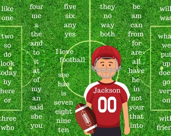 Football Placemat - Kindergarten Sight Words (Personalized)