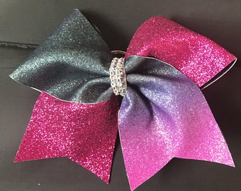 pink and navy cheer bow key chain