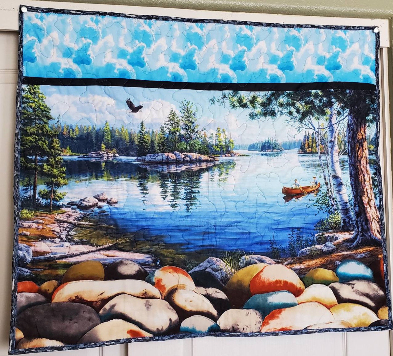 Fishing Quilt Nature Quilt Lake Quilt Wall Hanging Lap Etsy