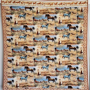 Horse Quilt, Wild Horses, Furniture and Room Decor, Lap Quilt, Wall Hanging