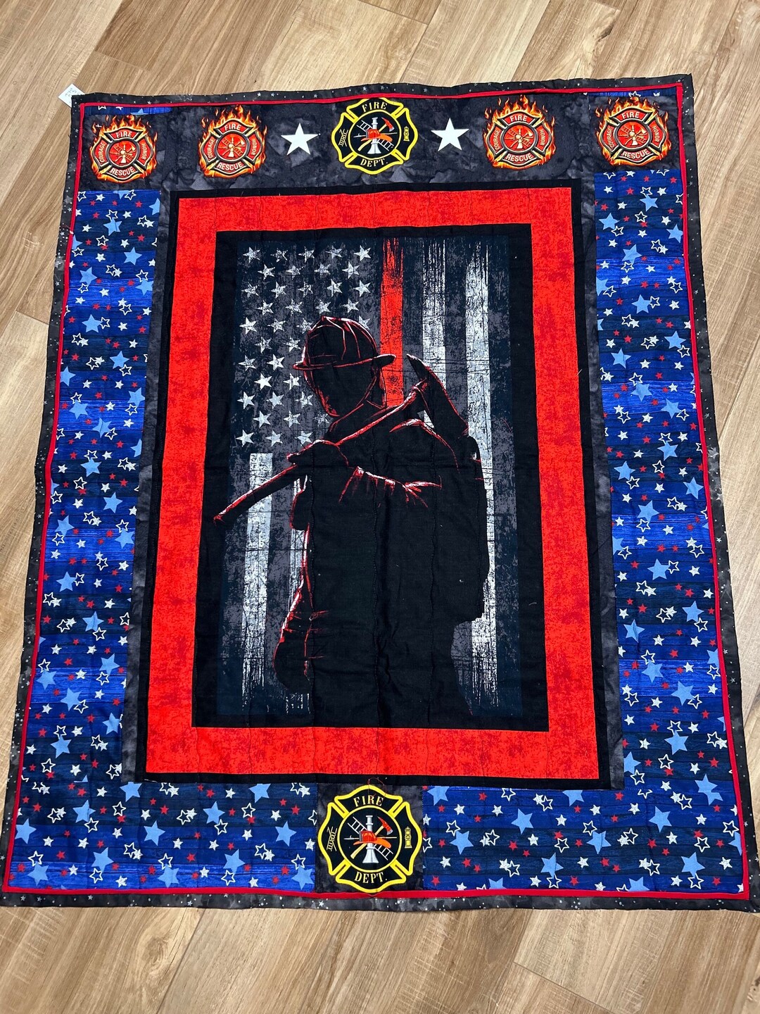 Fireman Throw Fireman Quilted Blanket, First Responder Gift-lap Sized Throw or Home ...
