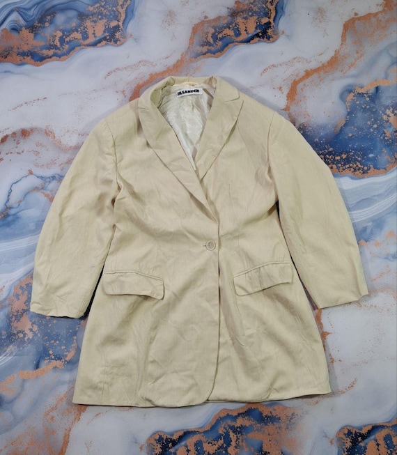 Jil Sander, Size 40 (L) Womens Vintage Jil Sander Cream Blazer Jacket Made in West Germany