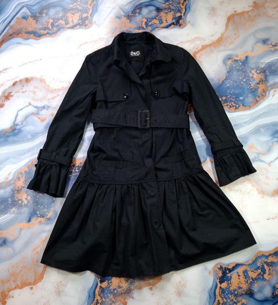 Dolce & Gabbana, Size 40 (S) Vintage Womens Trench Coat Dolce & Gabbana Italian Long Jacket
