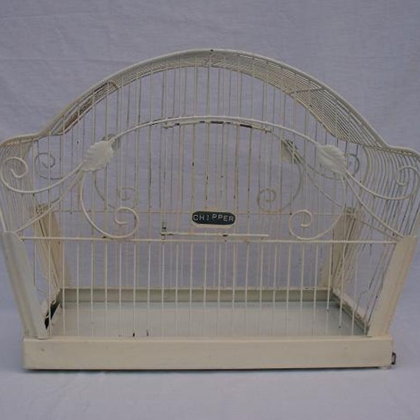 Shabby Chippy White Wire Bird Cage