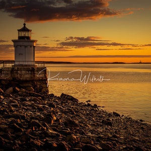 Maine Wall Art, Portland Breakwater Light, Lighthouse Art, Coastal Maine, Lighthouse, Bug Light