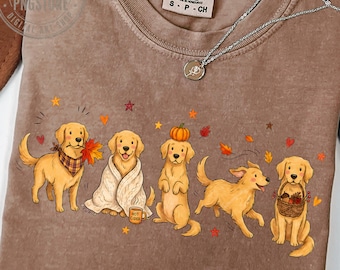 Herfst Golden Retriever PNG, Doodle Crew, Schattige Golden Retriever PNG, Gezellige herfst hondenmoeder sublimatie, Ontwerp voor een shirt voor Golden Retriever-eigenaren