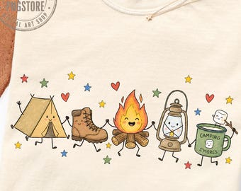 Camping Lover PNG | Outdoor Adventure Doodles | Cute Campfire and S’mores PNG | Camping Sublimation Design | Camper Shirt Design