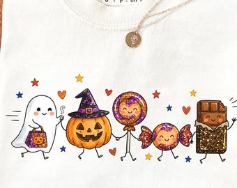 Halloween Candy PNG | Glitter Doodle Crew | Cute Ghost Pumpkin Lollipop Wrapped Candy Chocolate PNG | Trick or Treat Sublimation