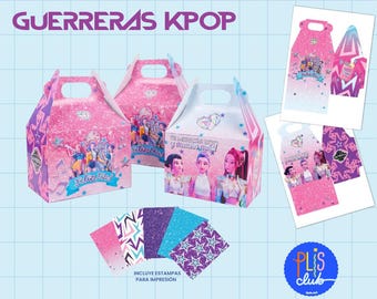 Scatola per bomboniere stampabile in stile K-Pop, scatola per dolcetti a forma di casetta rosa, download in formato PDF A4
