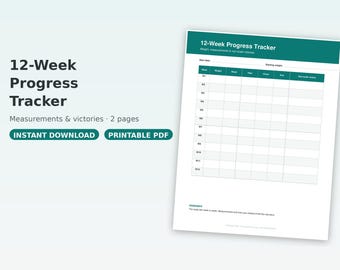 Registro de progreso y medidas de 12 semanas / Medidas corporales, logros que no se reflejan en la báscula (Descarga en PDF)