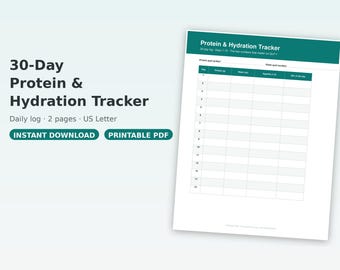 Registro diario de hidratación y proteínas de 30 días / Registro diario de GLP-1 (Descarga en PDF)