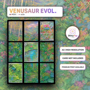 Évolution de Florizarre - MEW | sv2a | Illustration étendue pour classeur à 9 pochettes - Pokémon