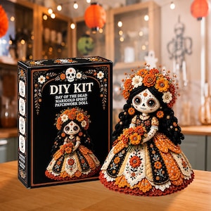 Kit de costura DIY para muñeca de espíritu de Halloween, kit de manualidades para muñeca patchwork, muñeca de tela hecha a mano, kit de costura del Día de los Muertos, decoración de Halloween