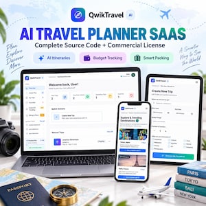 AI Travel Planner SaaS Source Code, Trip Itinerary Web App, Budget Tracker, Commercial License
