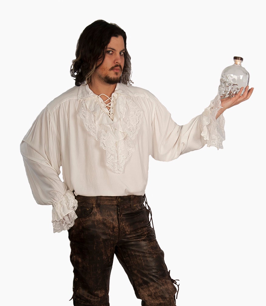 B020-08D Poet Shirt Musketeer Shirt Renaissance Pirate Shirt Flounce Ruffled  Front Men's Women's Made to Order 