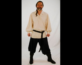 Dress Like A Pirate Flowing Comfy Unisex Renaissance Faire Pirate Puffy Pant Button Ankle Cuffs