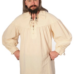 Historical Reenactment Shirt The &quot;Blackbeard&quot; 100% USA Grown Pima Cotton No Metal, all Sewn Grommets Preshrunk up to 6X Dress Like A Pirate