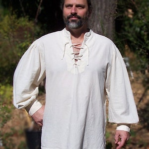 Historical Reenactment Shirt The &quot;Privateer&quot; 100% USA Grown Pima Cotton No Metal, all Sewn Grommets Preshrunk up to 6X Dress Like A Pirate