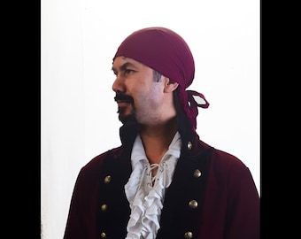 100% Bio-Baumwolle Do-Rag, Schädel-Kappe, mit Nackenschirm für Pirates Reenactors Renaissance Faire