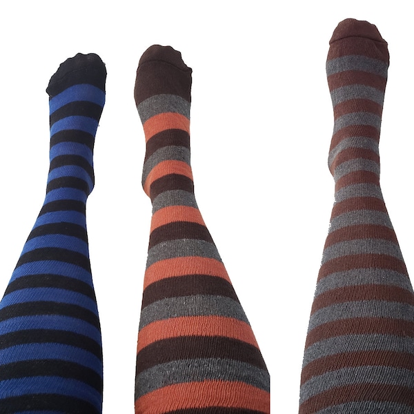 100% Cotton Woven Long Stripey Socks