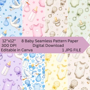 8 Baby Pattern 12x12 Seamless pattern paper Digital Download 300 DPI