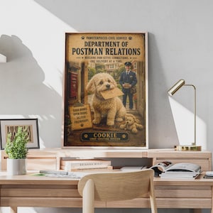 Vintage hondenwanddecoratie, print van de postbode van de koekjesafdeling