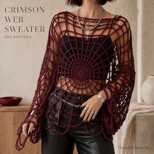 Virkmönster för Crimson Web-tröja, Spindelnätströja