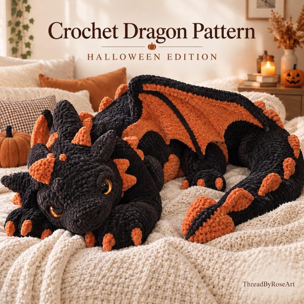 Halloween Giant Dragon Crochet Pattern PDF