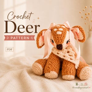 Plush Fawn Amigurumi PDF Tutorial, Woodland Baby Deer Crochet Pattern