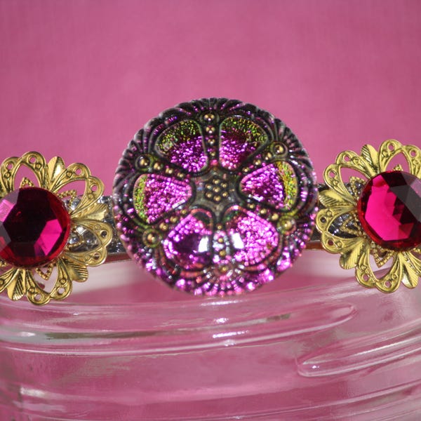 Fuschia button barrette