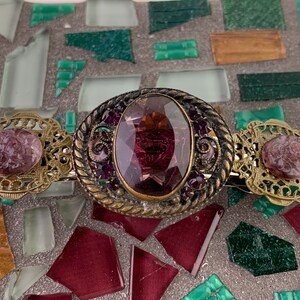 Vintage amethyst glass and brass barrette