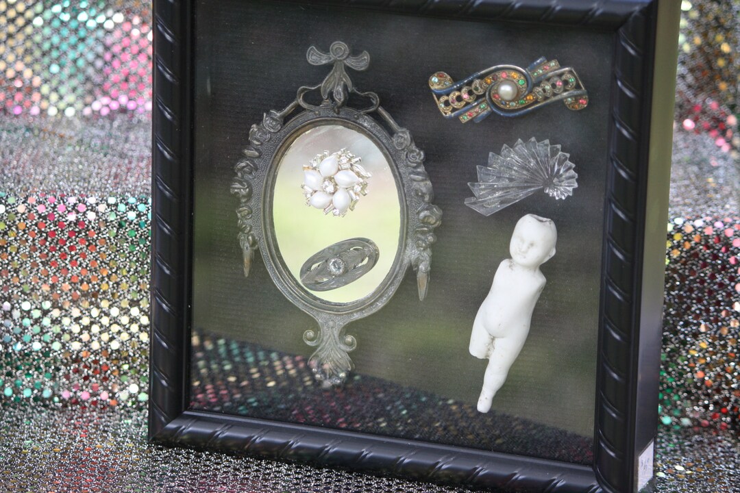 Broken Bisque Doll and Hand Mirror Shadow Box Etsy