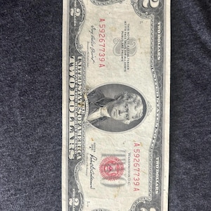 1953 Red Seal Two Dollar Bill – Series A Error Note