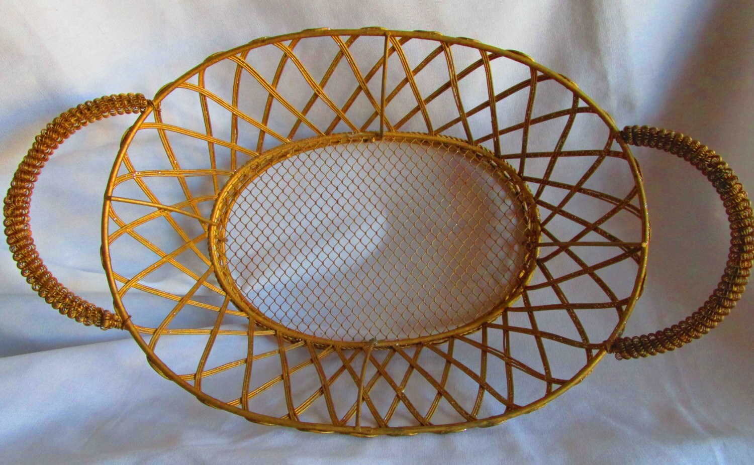 Gold Wire Basket with Glitter Accent Etsy