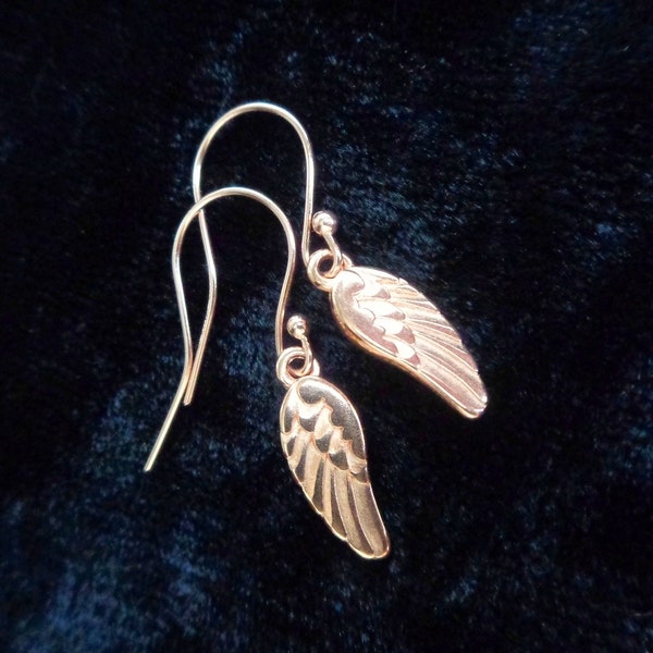 Engelsflügel Ohrringe Rose Gold Flügel Schmuck vergoldet Engel Ohrhänger Rotgold Weihnachtsgeschenk für Frauen