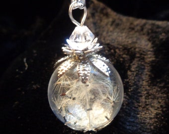 Dandelion necklace silver mini dandelion jewelry botanical necklace, woodland christmas gift for women