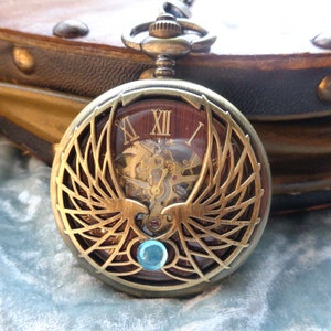 Pocket watch mechanical pendant watch for men and women phoenix eagle visible clockwork pocket watch men