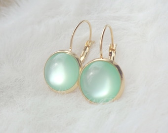 Mint green earrings stainless steel gold dangle earrings jewelry gift for women summer