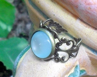 MEDIEVAL RING, FANTASY rings, Elven rings, medieval jewelry, Victorian ring, Tudor ring, Art Nouveau ring, elf ring, gift for women, aqua