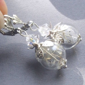 Silver dandelion dangle earrings Boho botanical jewelry Christmas  gift for women