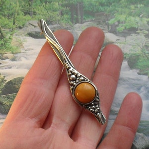 Vintage Amber Brooch  Sterling silver baltic amber, gift for women